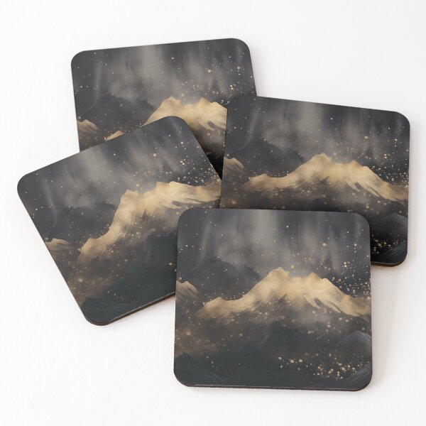Item preview, Black and Gold Mountains Abstract Painting designed and sold by MA DESIGNS.