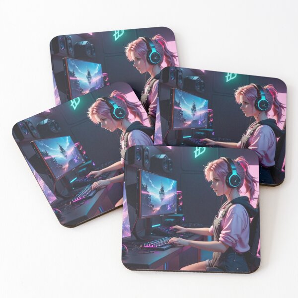 Item preview, Cute Gamer Girl in Neon Room  designed and sold by Butler in the Home.