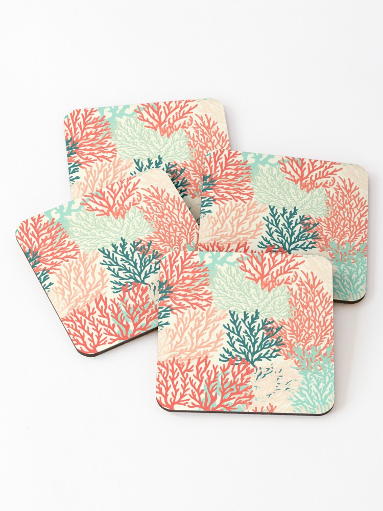 Thumbnail 1 of 5, Coasters (Set of 4), Coral Reef Pattern designed and sold by SideSignal.