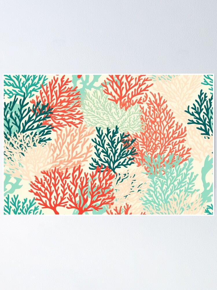 Thumbnail 1 von 3, Poster, Coral Reef Pattern designt und verkauft von SideSignal.