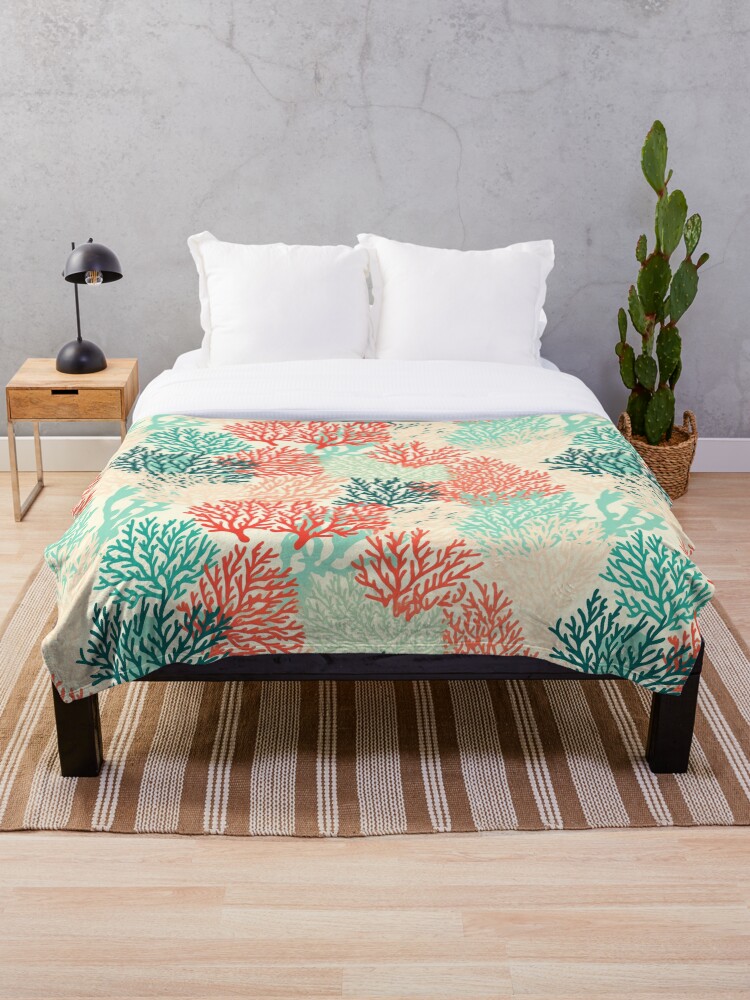 Thumbnail 1 of 6, Throw Blanket, Coral Reef Pattern designed and sold by SideSignal.