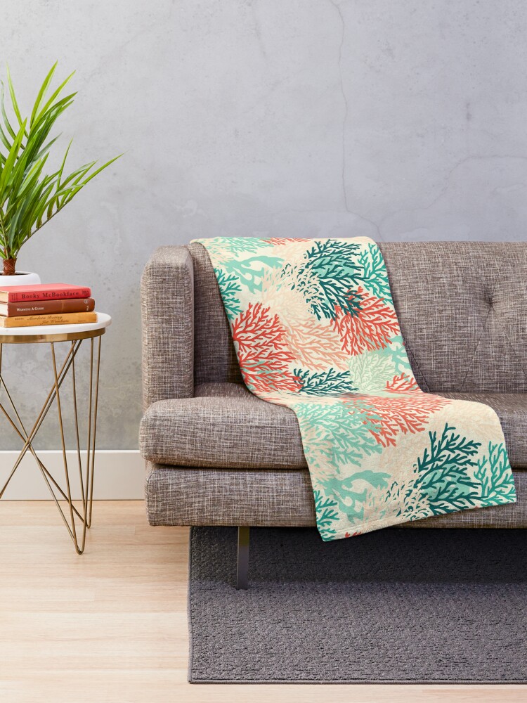Thumbnail 2 of 6, Throw Blanket, Coral Reef Pattern designed and sold by SideSignal.