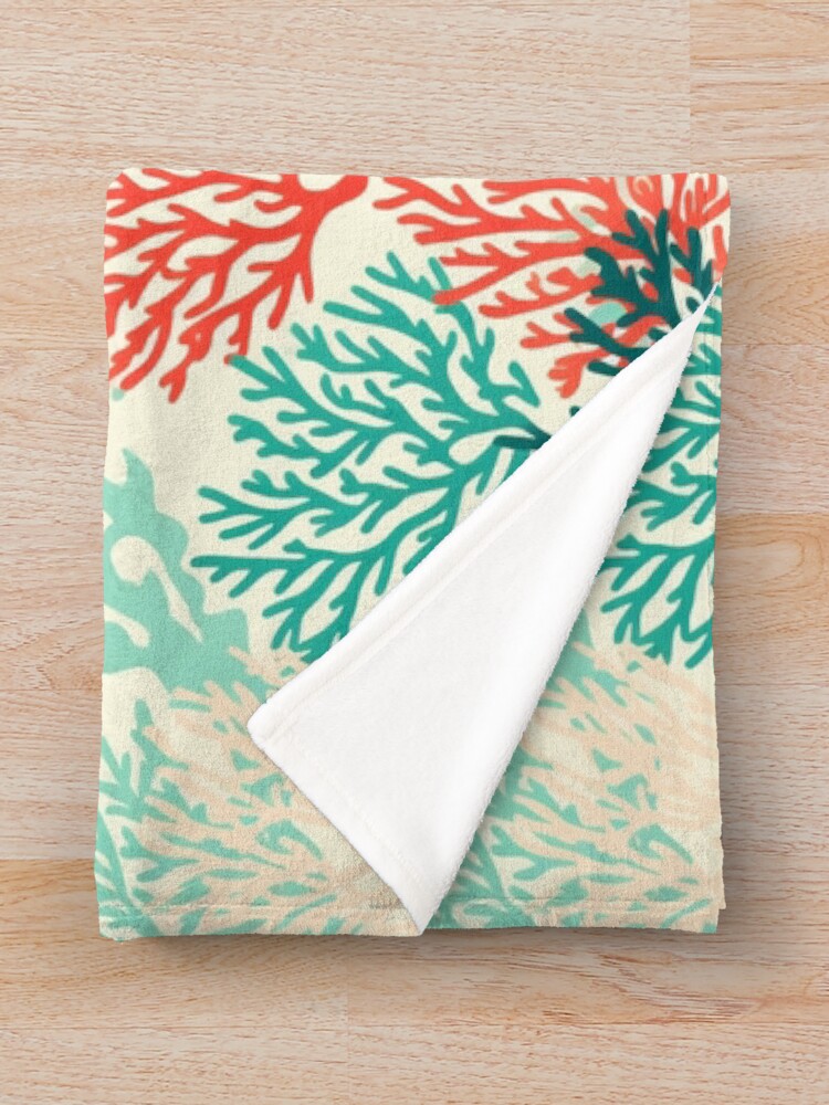Thumbnail 3 of 6, Throw Blanket, Coral Reef Pattern designed and sold by SideSignal.