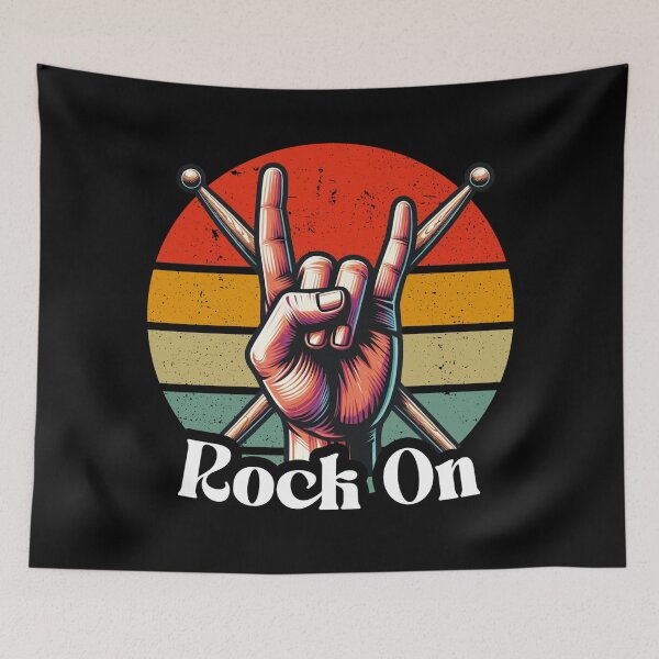 Item preview, Rock On! - Retro Drum Stick Art - Percussion Player designed and sold by SRZT.