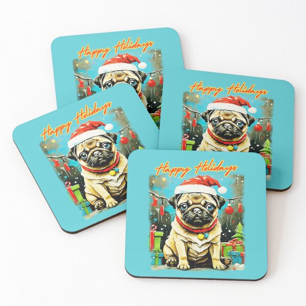 Item preview, Pug HAPPY HOLIDAYS 8 designed and sold by RedBluffTraders.