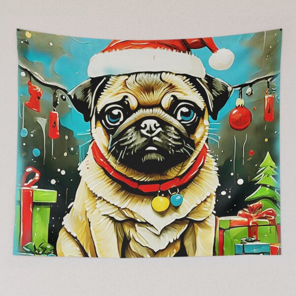 Item preview, Pug HAPPY HOLIDAYS 8 designed and sold by RedBluffTraders.