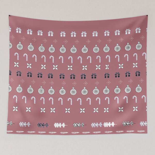 Item preview, Festive Stripes with Gifts & Ornaments Pattern on Pink designed and sold by ara-designs.
