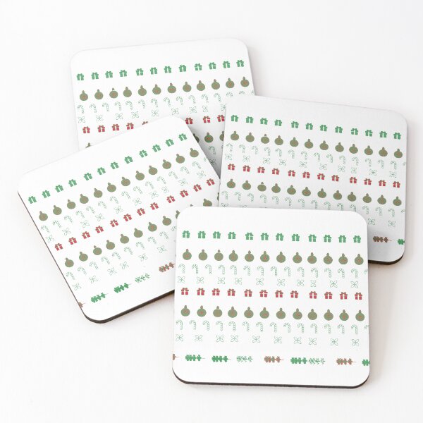 Item preview, Festive Stripes with Gifts & Ornaments Pattern Green on White designed and sold by ara-designs.