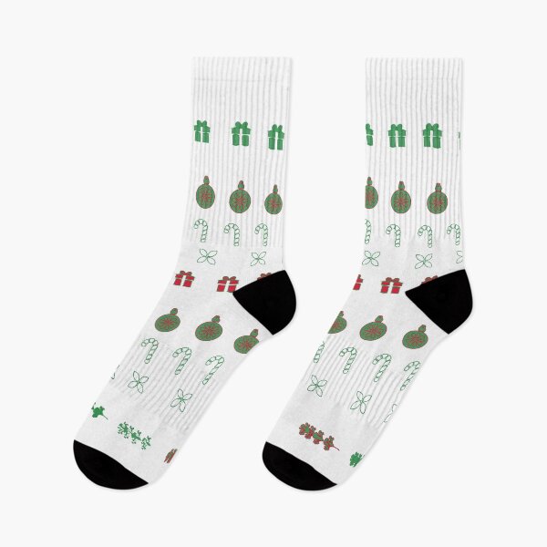 Item preview, Festive Stripes with Gifts & Ornaments Pattern Green on White designed and sold by ara-designs.