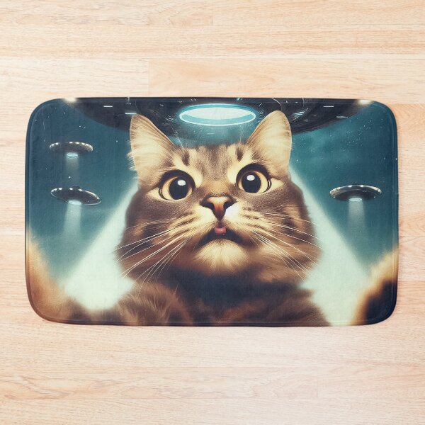 Item preview, Funny Cat selfie with UFO designed and sold by TomFrontierArt.
