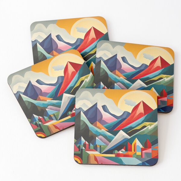 Item preview, Explore "Simplistic & Minimalistic Alps" with Bauhaus Flair and Vivid Colors designed and sold by ArtificialGenes.