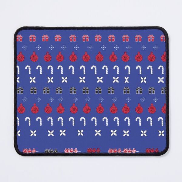 Item preview, Festive Stripes with Gifts & Ornaments Pattern on Bright Blue designed and sold by ara-designs.