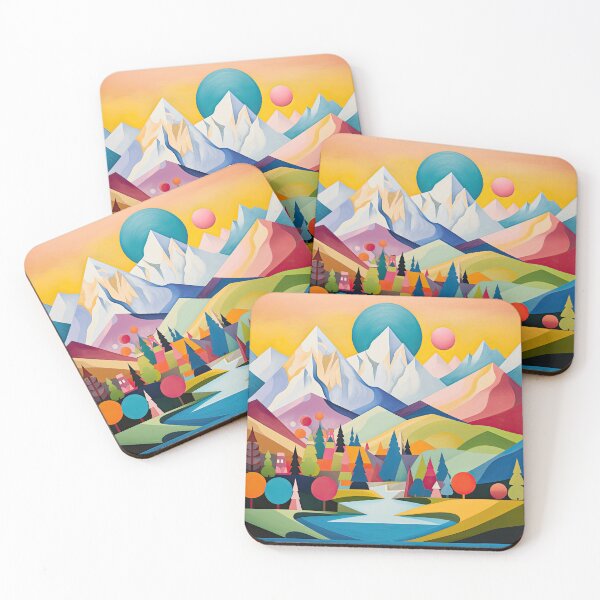 Item preview, Explore "Simplistic & Minimalistic Alps" with Bauhaus Flair and Vivid Colors designed and sold by ArtificialGenes.