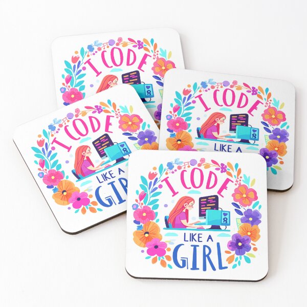 Item preview, I CODE LIKE A GIRL - Tee, Shirt, Mug, Hat, Sticker, Button, Mousepad, etc designed and sold by cloudhiker.