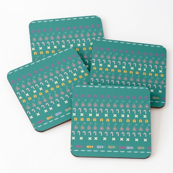 Item preview, Festive Stripes with Gifts & Ornaments Pattern on Blue-Green designed and sold by ara-designs.