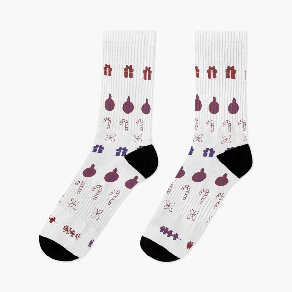Item preview, Festive Stripes with Gifts & Ornaments Pattern Purple on White designed and sold by ara-designs.