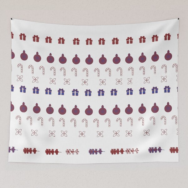 Item preview, Festive Stripes with Gifts & Ornaments Pattern Purple on White designed and sold by ara-designs.
