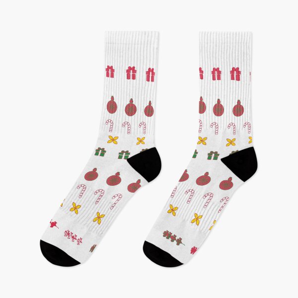 Item preview, Festive Stripes with Gifts & Ornaments Pattern Red on White designed and sold by ara-designs.