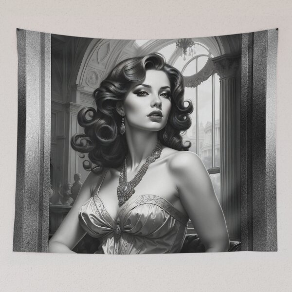 Item preview, Alluring Portrait Of Benita Pin Up Retro Age Poster Art AI Concept Creation by Xzendor7 designed and sold by Xzendor7 Digital Art Creations.