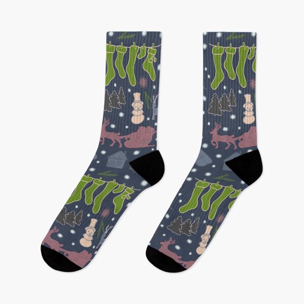 Item preview, Enchanted Christmas Wonderland Pattern on Dark Blue designed and sold by ara-designs.