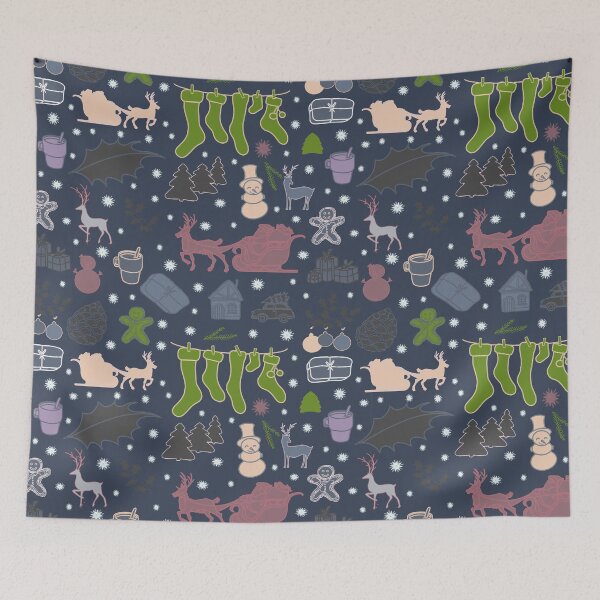 Item preview, Enchanted Christmas Wonderland Pattern on Dark Blue designed and sold by ara-designs.