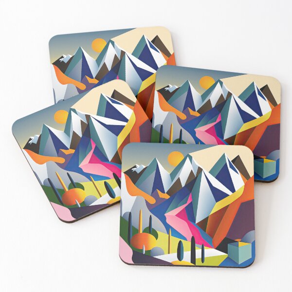Item preview, Explore "Simplistic & Minimalistic Alps" with Bauhaus Flair and Vivid Colors designed and sold by ArtificialGenes.