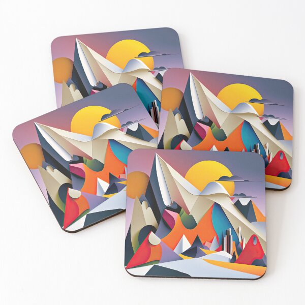 Item preview, Explore "Simplistic & Minimalistic Alps" with Bauhaus Flair and Vivid Colors designed and sold by ArtificialGenes.