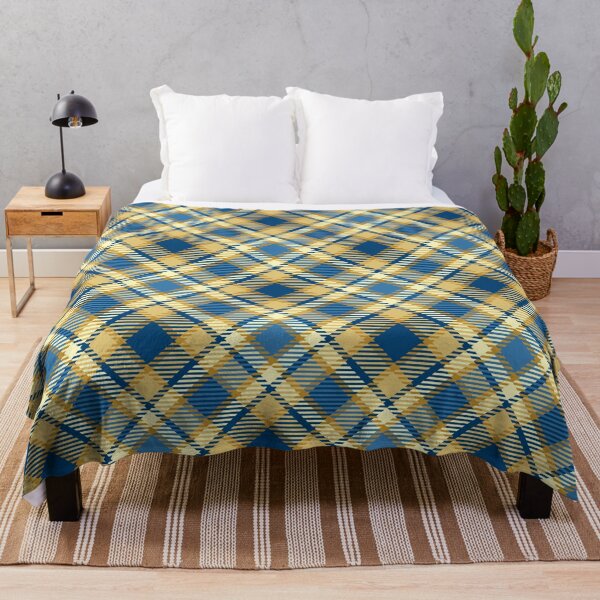Item preview, Gold and blue checkered plaid pattern designed and sold by Osting.