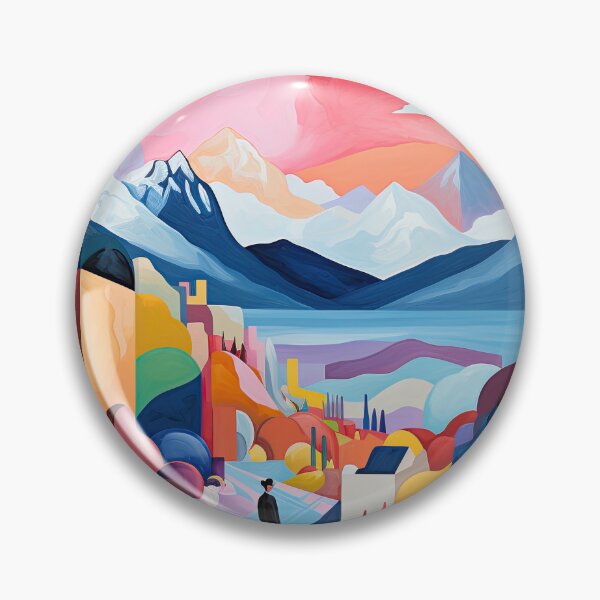 Item preview, Explore "Simplistic & Minimalistic Alps" with Bauhaus Flair and Vivid Colors designed and sold by ArtificialGenes.