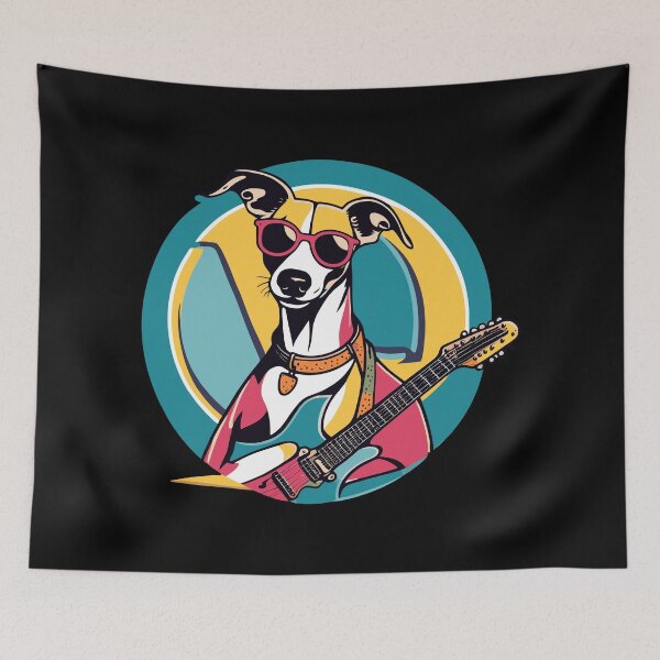 Item preview, Cool Whippet in Sunglasses Playing Electric Guitar designed and sold by Ameiva-Apparel.
