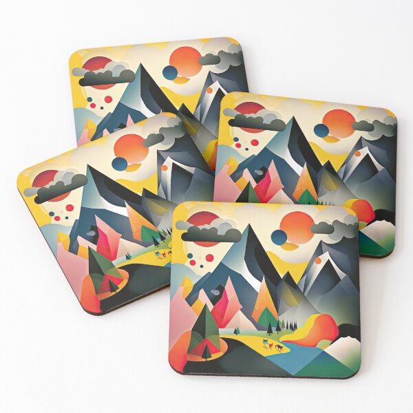 Item preview, Explore "Simplistic & Minimalistic Alps" with Bauhaus Flair and Vivid Colors designed and sold by ArtificialGenes.