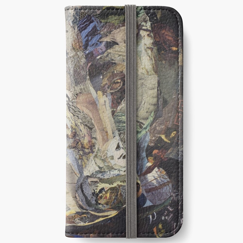 Black Bear Face Collage by C.E. White iPhone Wallet