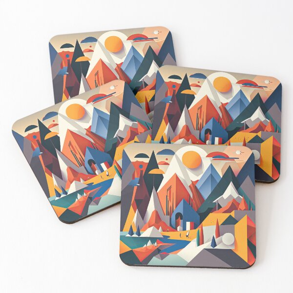 Item preview, Explore "Simplistic & Minimalistic Alps" with Bauhaus Flair and Vivid Colors designed and sold by ArtificialGenes.