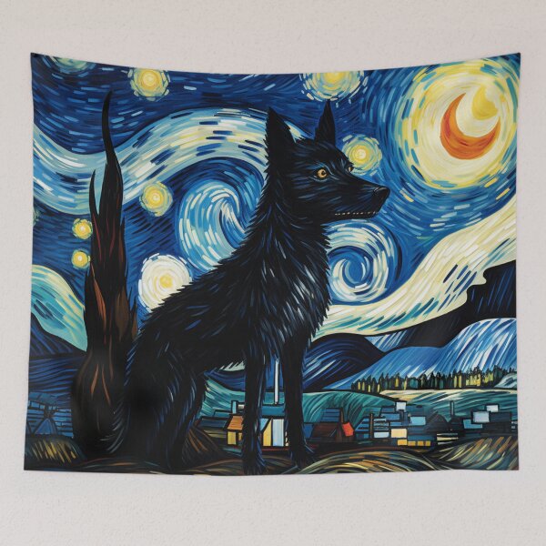 Item preview, Starry Night Wolf Van gogh Inspired Painting  designed and sold by Vangoholic.