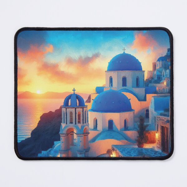 Item preview, Blue Domes of Oia at Sunset designed and sold by badguyduh.