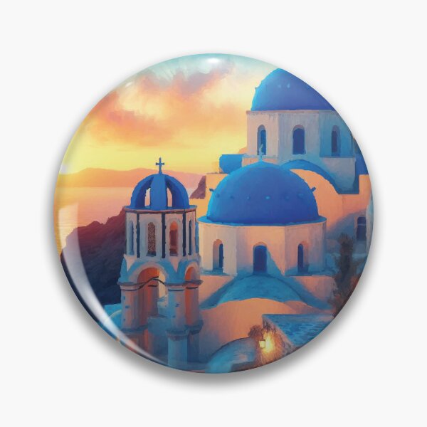Item preview, Blue Domes of Oia at Sunset designed and sold by badguyduh.