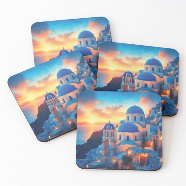 Item preview, Blue Domes of Oia at Sunset designed and sold by badguyduh.