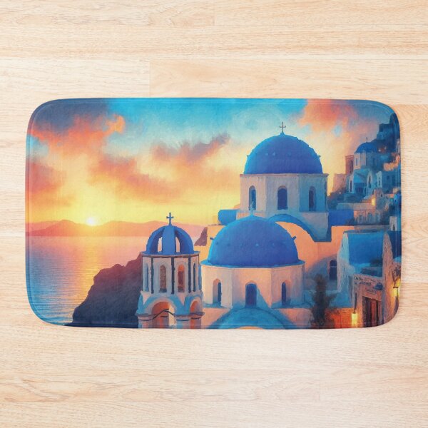 Item preview, Blue Domes of Oia at Sunset designed and sold by badguyduh.