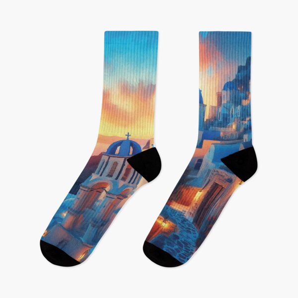 Item preview, Blue Domes of Oia at Sunset designed and sold by badguyduh.