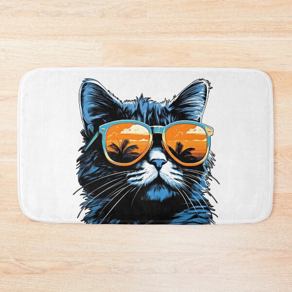 Item preview, cat in sunglasses, in the style of enigmatic tropics designed and sold by MagicColorPrint.