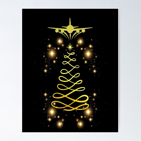 Artikelvorschau, Gold Frohe Weihnachten, Luftfahrt-Flugzeug-Spotting-Enthusiasten entworfen und verkauft von AEROSPACE-IND.