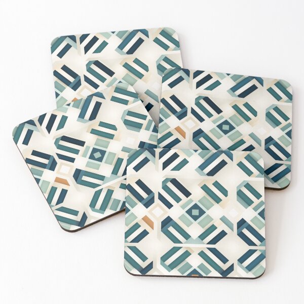 Item preview, Geometric Abstract Pattern in Teal and Orange designed and sold by SipandStan.