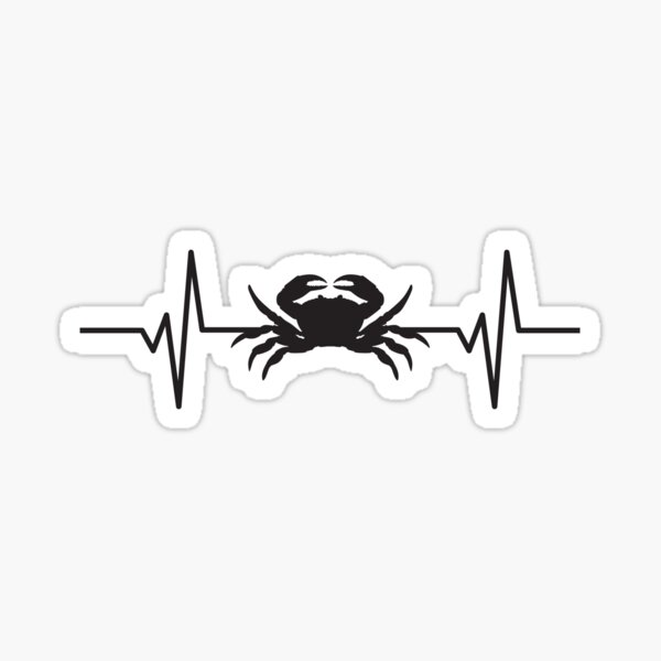 Heartbeat / Pulse - Crab Fishing / Fisherman Silhouette  Sticker