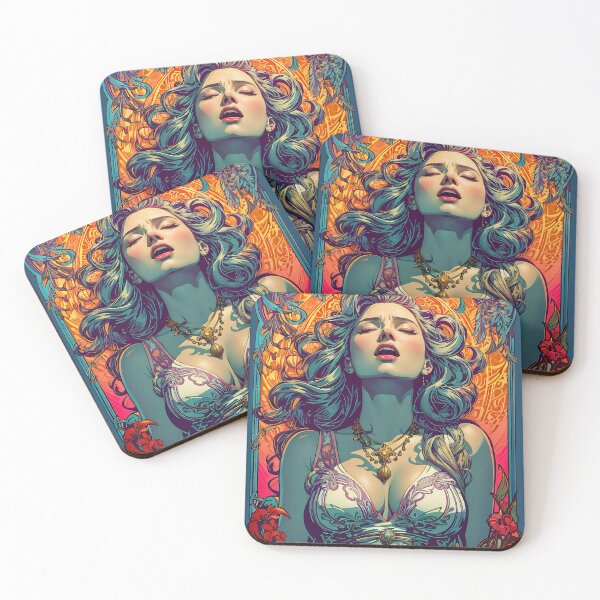 Item preview, Woman in ecstasy retro vintage floral design designed and sold by BorgSpareParts.
