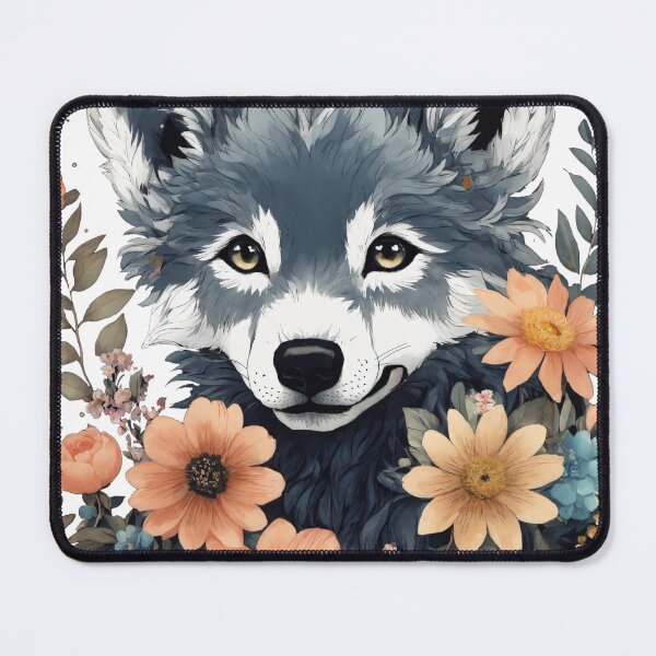 Item preview, Cute Gray Floral Wolf Pup designed and sold by alw951.