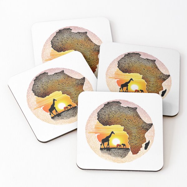 Item preview, Africa Sunset With Africa Map, Yellow Sunset, Animals designed and sold by HippyTees.