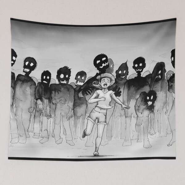 Item preview, Girl running away from Zombies! designed and sold by Rene Trujillo Illustrations.