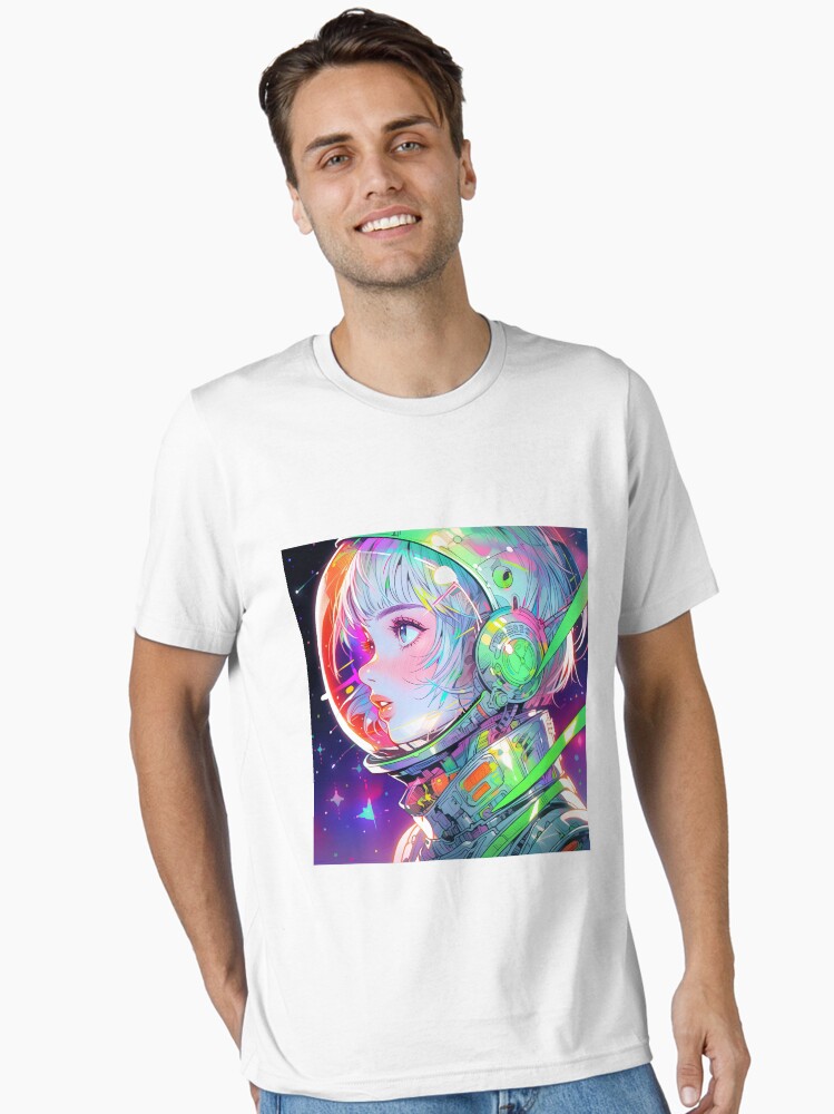 Cool Bright Neon Cosmic Astronaut Anime Girl
