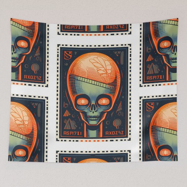 Item preview, Soviet Space Program- Alien Skull Stamp 15 designed and sold by octoboobs.