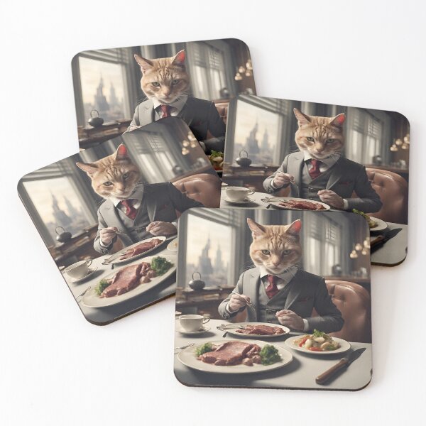 Item preview, cat having dinner designed and sold by navigatorsteel.